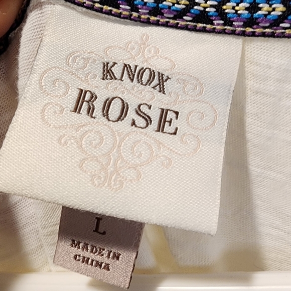 KNOX ROSE white Embroidered boho blouse size L - Picture 10 of 13